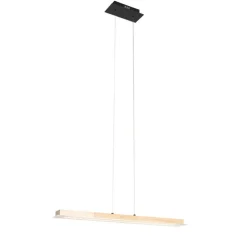 Ländliche Hängelampe Holz inkl. LED mit Touchdimmer - Platin