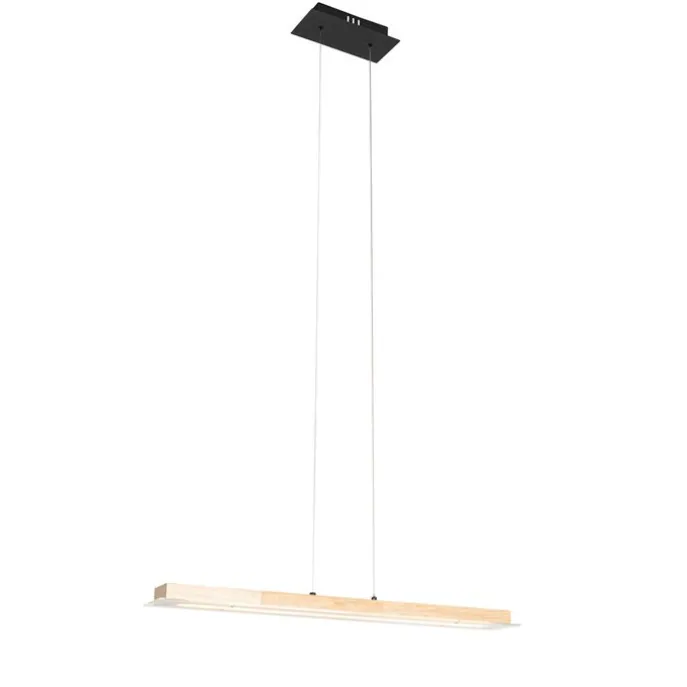 Ländliche Hängelampe Holz inkl. LED mit Touchdimmer - Platin