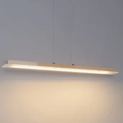 Ländliche Hängelampe Holz inkl. LED mit Touchdimmer - Platin