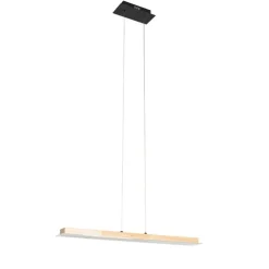 Ländliche Hängelampe Holz inkl. LED mit Touchdimmer - Platin