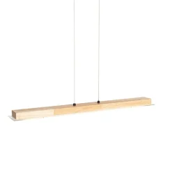 Ländliche Hängelampe Holz inkl. LED mit Touchdimmer - Platin