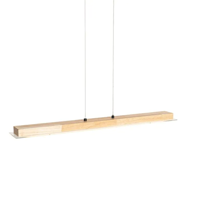 Ländliche Hängelampe Holz inkl. LED mit Touchdimmer - Platin