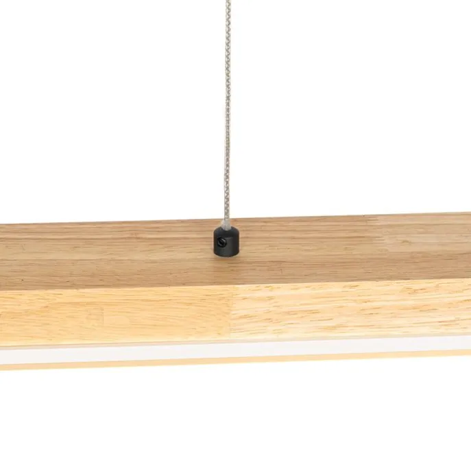 Ländliche Hängelampe Holz inkl. LED mit Touchdimmer - Platin