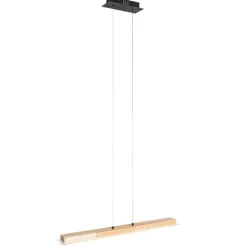 Ländliche Hängelampe Holz inkl. LED mit Touchdimmer - Platin