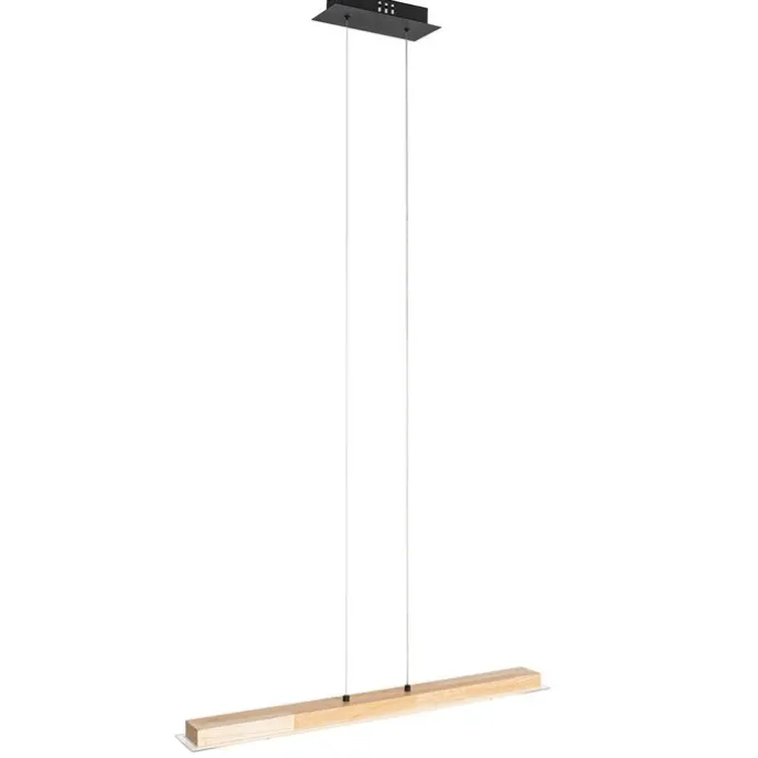 Ländliche Hängelampe Holz inkl. LED mit Touchdimmer - Platin