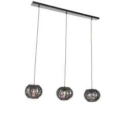 Ländliche Hängelampe schwarz länglich 3-flammig - Canna