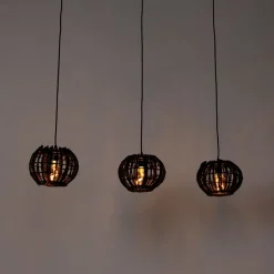 Ländliche Hängelampe schwarz länglich 3-flammig - Canna