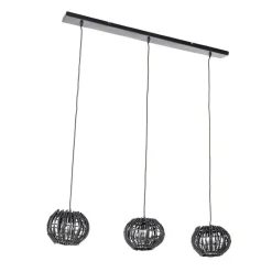 Ländliche Hängelampe schwarz länglich 3-flammig - Canna