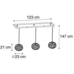 Ländliche Hängelampe schwarz länglich 3-flammig - Canna