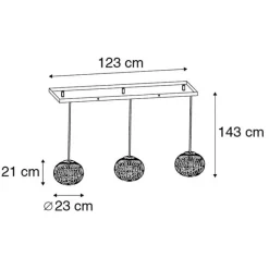 Ländliche Hängelampe schwarz länglich 3-flammig - Canna