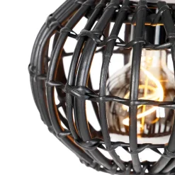 Ländliche Hängelampe schwarz länglich 3-flammig - Canna