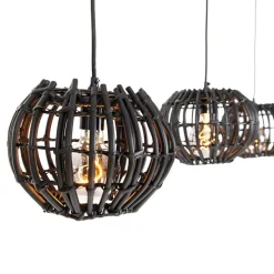 Ländliche Hängelampe schwarz länglich 3-flammig - Canna