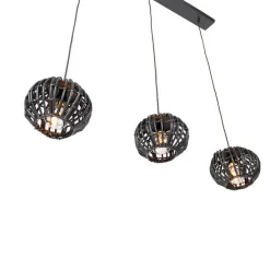 Ländliche Hängelampe schwarz länglich 3-flammig - Canna