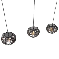 Ländliche Hängelampe schwarz länglich 3-flammig - Canna