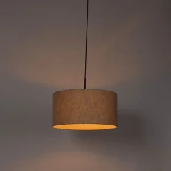 Ländliche Hängelampe schwarz mit beigem Schirm 50 cm - Combi 1