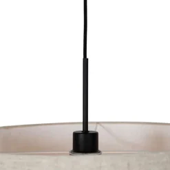 Ländliche Hängelampe schwarz mit beigem Schirm 50 cm - Combi 1