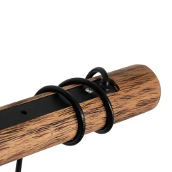 Ländliche Hängelampe schwarz mit Holz 4-flammig - Stronk