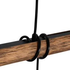 Ländliche Hängelampe schwarz mit Holz 4-flammig - Stronk