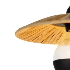 Ländliche Hängelampe schwarz mit Seil 3-flammig – Leia