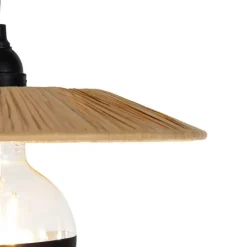 Ländliche Hängelampe schwarz mit Seil 3-flammig – Leia