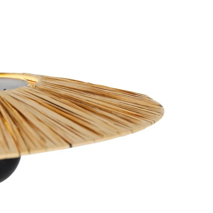 Ländliche Hängelampe schwarz mit Seil 45 cm - Leia