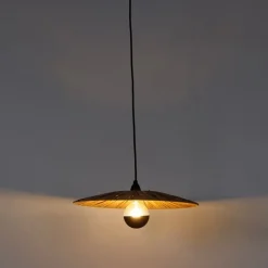 Ländliche Hängelampe schwarz mit Seil 45 cm - Leia