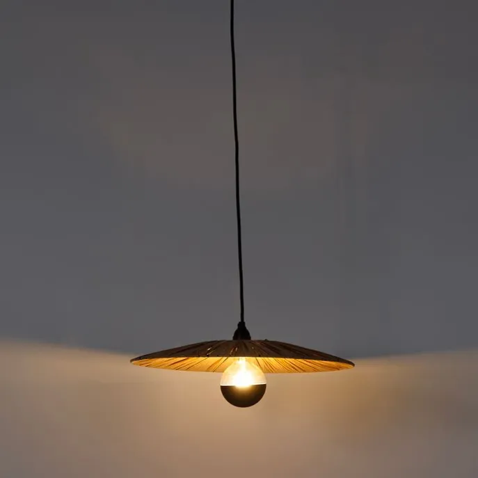 Ländliche Hängelampe schwarz mit Seil 45 cm - Leia