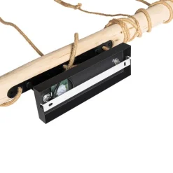 Ländliche Hängelampe schwarz mit Holz 3 Lichter - Yura