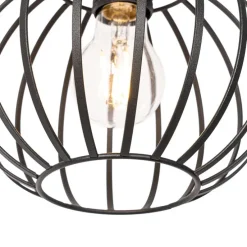 Ländliche Hängelampe schwarz mit Holz 3 Lichter - Yura