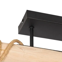 Ländliche Hängelampe schwarz mit Holz 3 Lichter - Yura