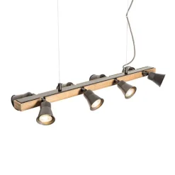 Ländliche Hängelampe schwarz mit Holz 8 Lichter - Jelle