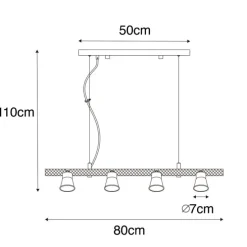 Ländliche Hängelampe schwarz mit Holz 8 Lichter - Jelle
