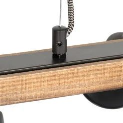 Ländliche Hängelampe schwarz mit Holz 8 Lichter - Jelle