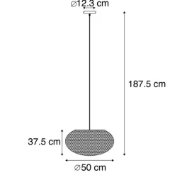 Ländliche Hängelampe weiß 50 cm - Corda Flat