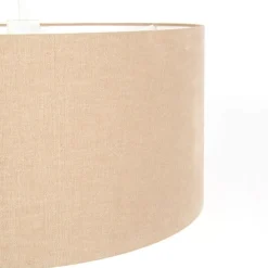 Ländliche Hängelampe weiß mit hellbraunem Schirm 50 cm – Combi