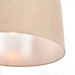 Ländliche Hängelampe weiß mit hellbraunem Schirm 50 cm – Combi