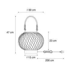 Ländliche Outdoor-Tischlampe aus Rattan – Calamus