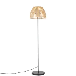 Ländliche Stehleuchte schwarz mit Bambus inkl. LED - Kaiser