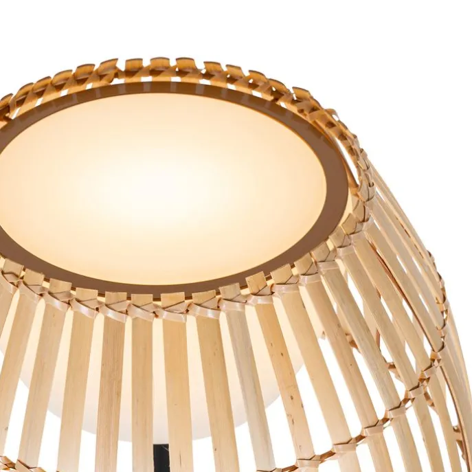 Ländliche Stehleuchte schwarz mit Bambus inkl. LED - Kaiser