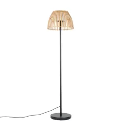 Ländliche Stehleuchte schwarz mit Bambus inkl. LED - Kaiser