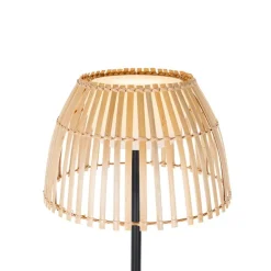 Ländliche Stehleuchte schwarz mit Bambus inkl. LED - Kaiser