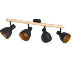 Ländlicher Spot schwarz mit Holz 4-flammig – Flint