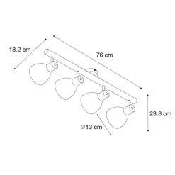 Ländlicher Spot schwarz mit Holz 4-flammig – Flint