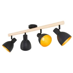 Ländlicher Spot schwarz mit Holz 4-flammig – Flint