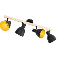 Ländlicher Spot schwarz mit Holz 4-flammig – Flint