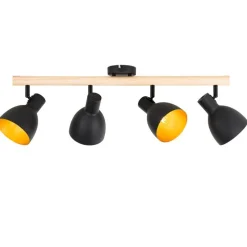 Ländlicher Spot schwarz mit Holz 4-flammig – Flint