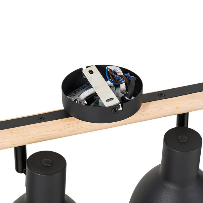 Ländlicher Spot schwarz mit Holz 4-flammig – Flint