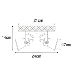 Ländlicher Strahler schwarz mit Holz 2-flammig verstellbar - Jelle