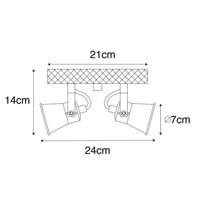 Ländlicher Strahler schwarz mit Holz 2-flammig verstellbar - Jelle