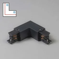 L-Verbinder für 3-Phasenschiene schwarz links - 3-phasig